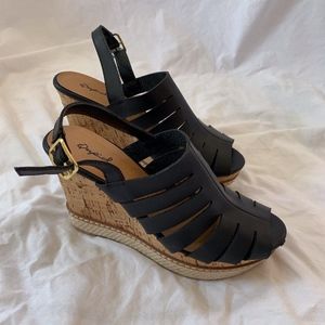 Black wedged sandals (sz 6.5)